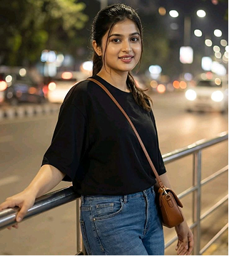 Woman posing in city